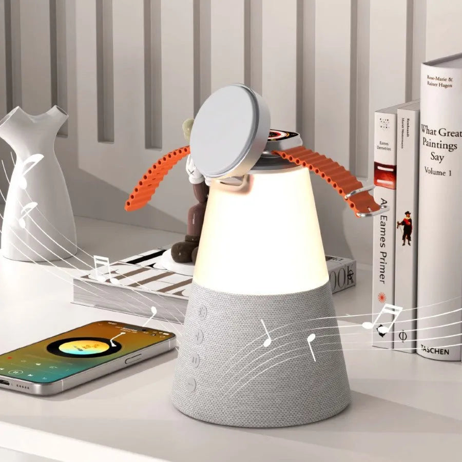 Gray 3-in-1 magnetic wireless charging Bluetooth speaker night light with built-in lithium battery