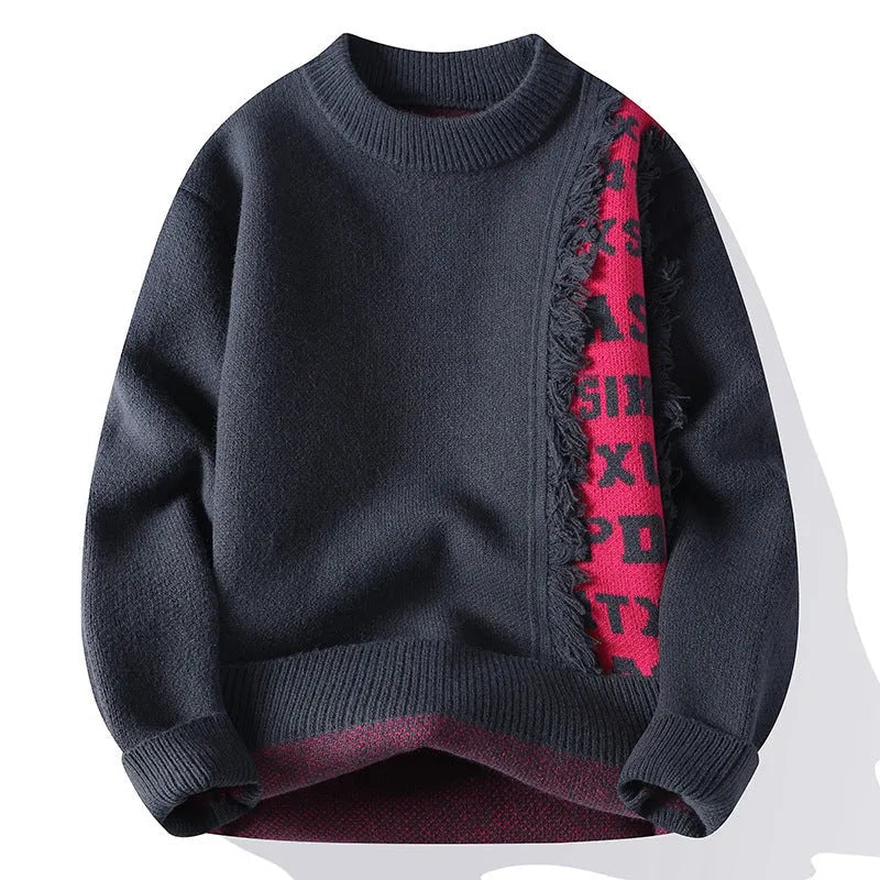 Men's loose fit knitted pullover jumper in a choice of colours with a ribbed hemline.