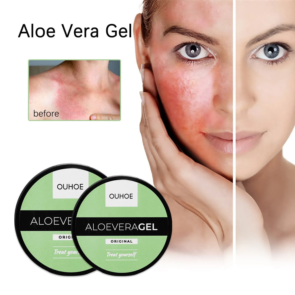 Tanning cream and aloe vera gel set in black packaging for intensive tanning and after sun repair.