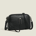 Women's genuine leather shoulder bag in horizontal square shape, 19cm length, available in five colours