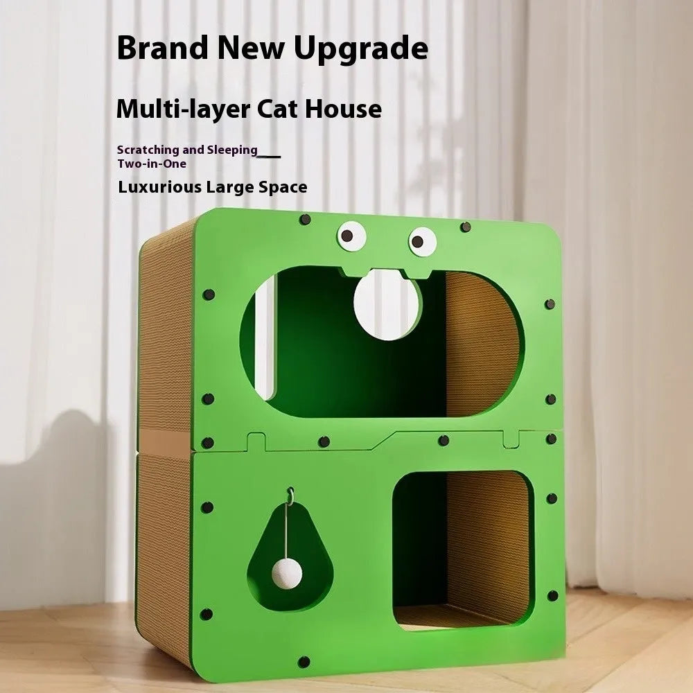 Double layer cat scratching board with matching cat nest in cute style options