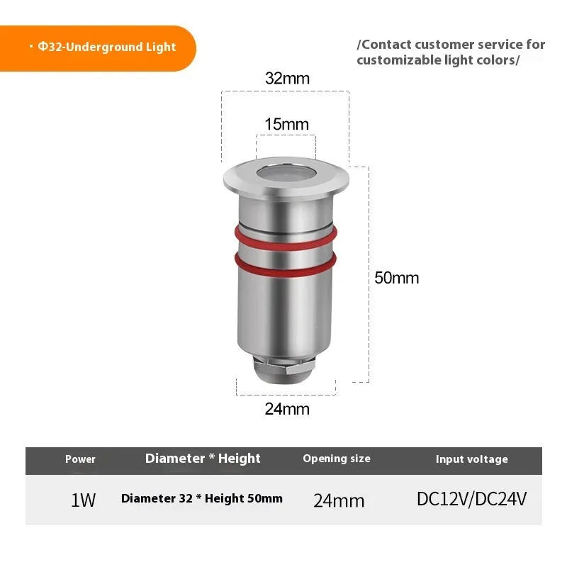 1W XINGX stainless steel underwater aisle underground LED breathing mini floor lamp step light face 22 holes 17 high 55