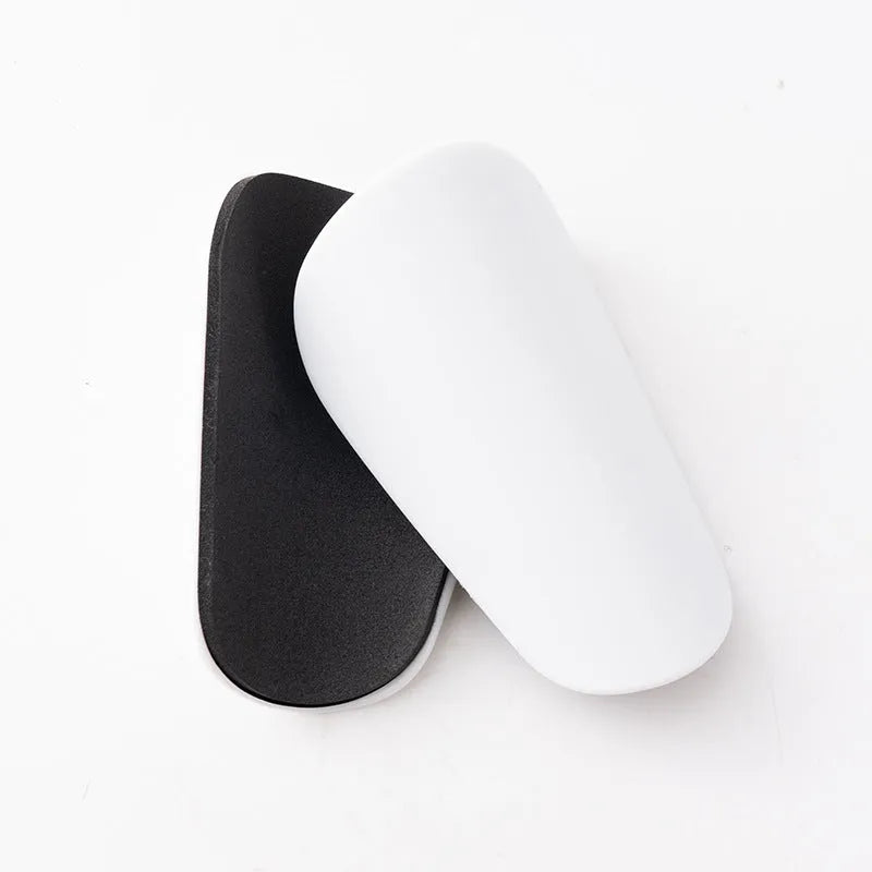 PU mini shin guards in Black, White, Red, and Dream Blue colours for football and sports protection