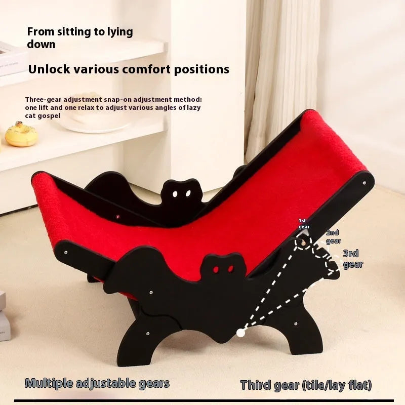 Wooden cat lounge chair MW-054 in black and red colours