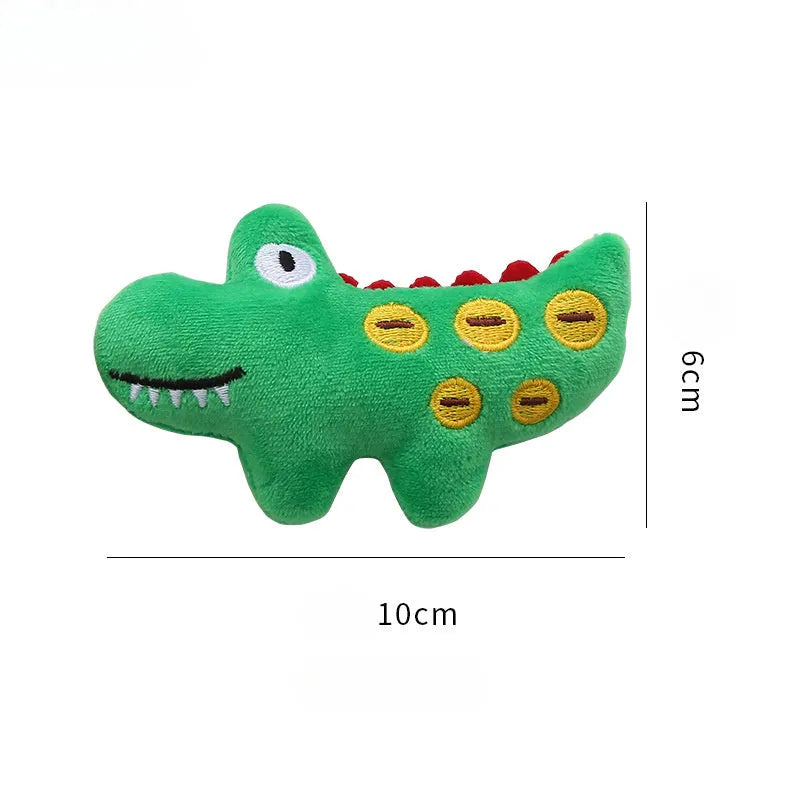 Plush cat toy shaped like a cow, crocodile, or parrot with catnip filling for interactive feline play