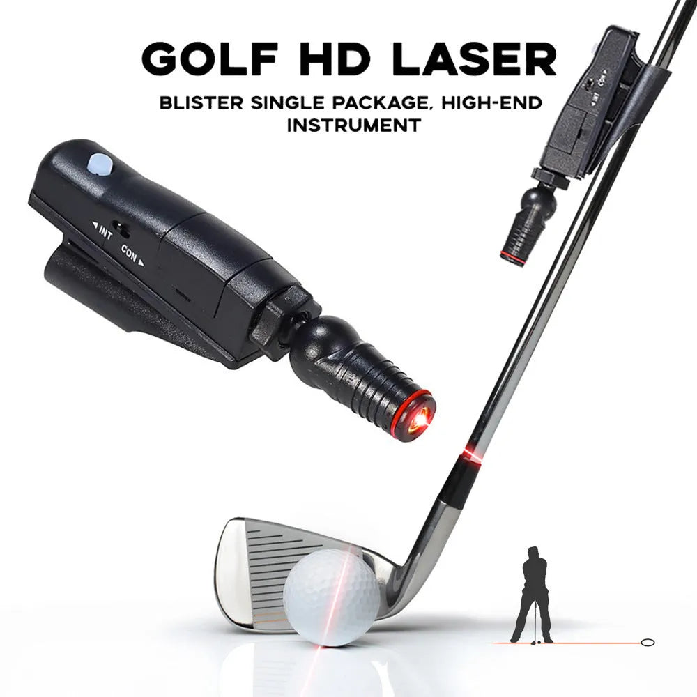 Black golf laser aiming instrument attached to putter for alignment practice