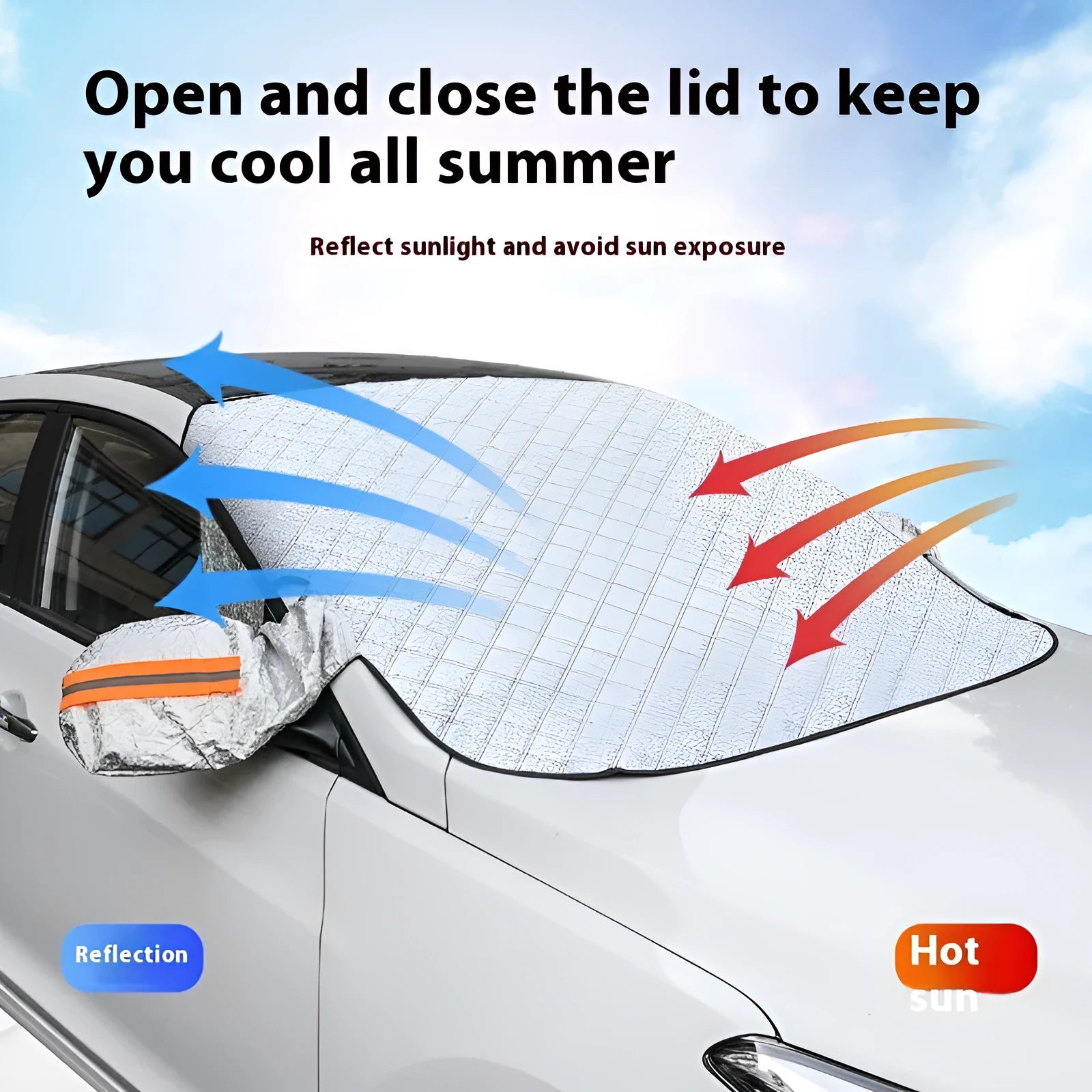 SUV car cover with aluminium foil material and reflective edge stripes