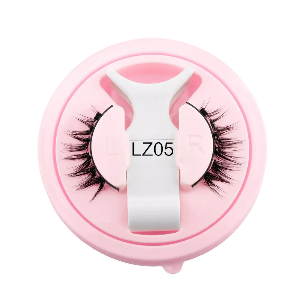 Set of five reusable waterproof glue-free false eyelashes on a card, styles LZ03 LZ04 LZ05 LZ08 LZ14.
