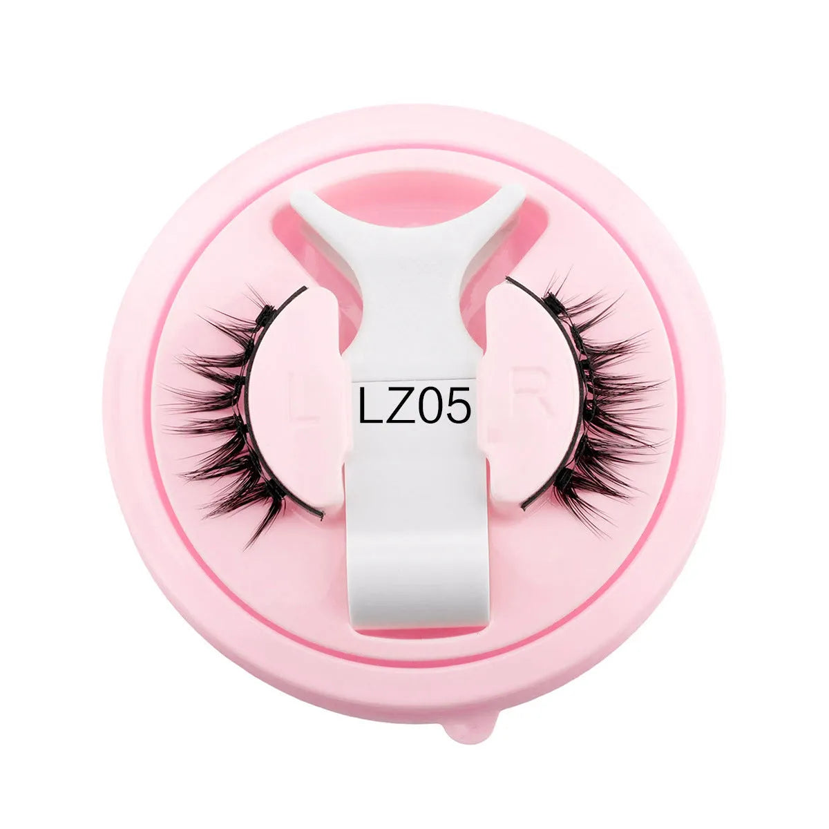 Set of five reusable waterproof glue-free false eyelashes on a card, styles LZ03 LZ04 LZ05 LZ08 LZ14.