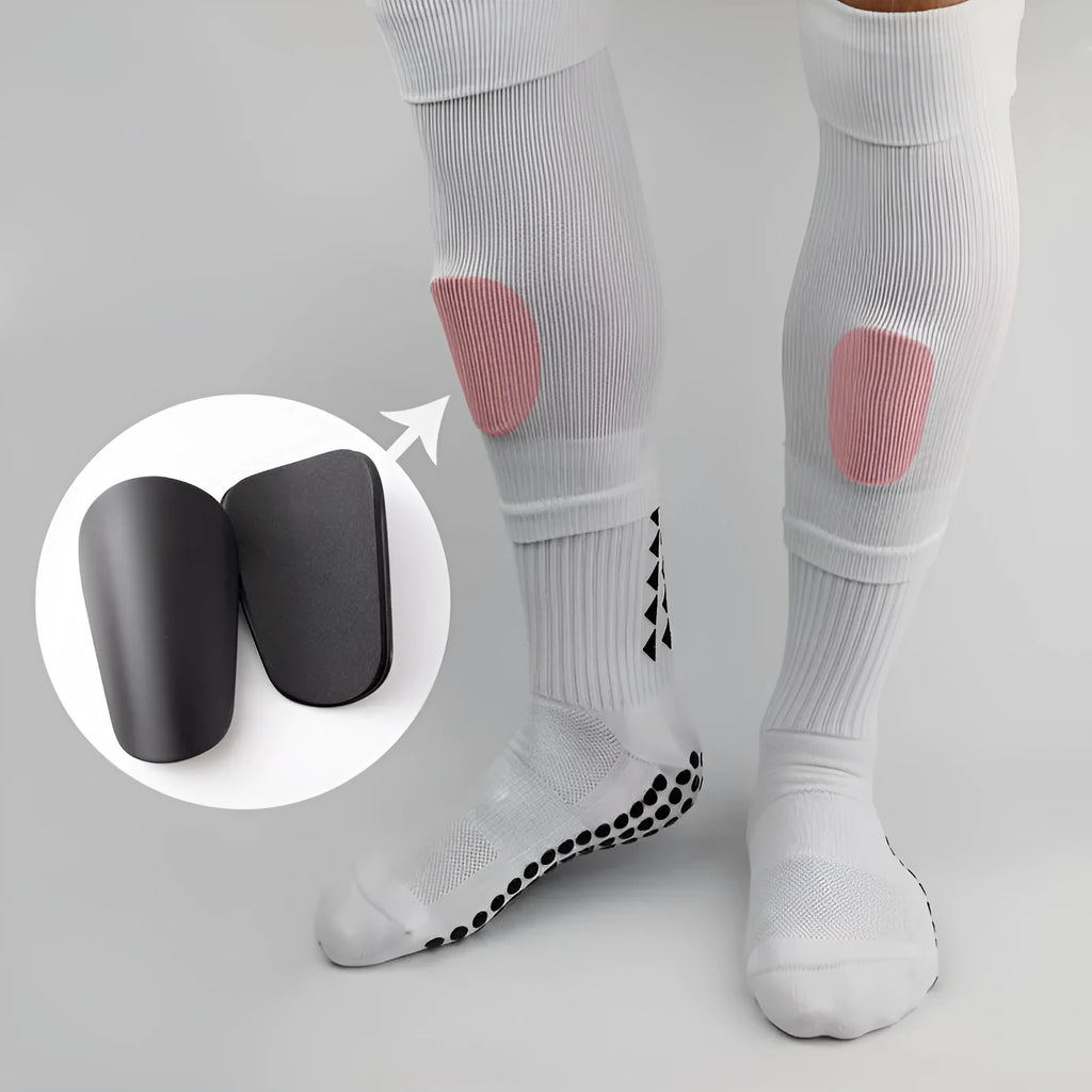 PU mini shin guards in Black, White, Red, and Dream Blue colours for football and sports protection