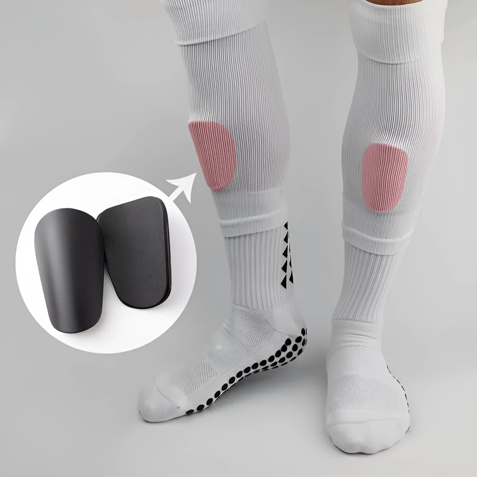 PU mini shin guards in Black, White, Red, and Dream Blue colours for football and sports protection
