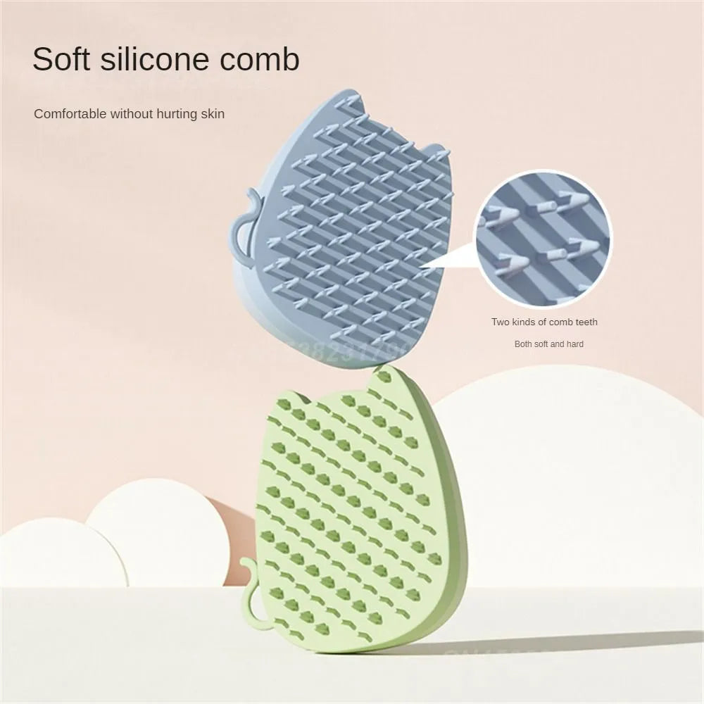 Blue sponge and silicone pet grooming brush with comb teeth for cat and dog hair removal