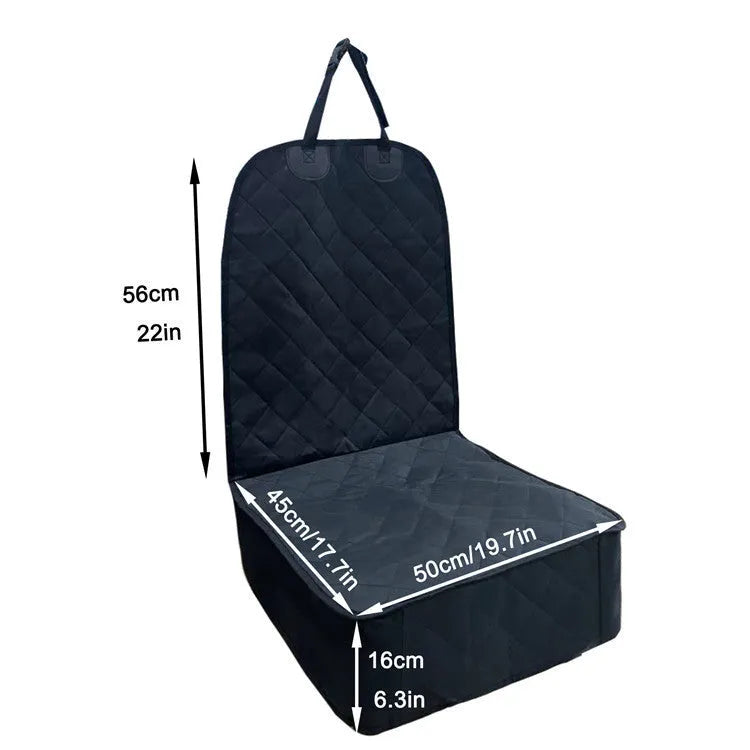 Waterproof pet car front seat cover with safety belt opening, 600D Oxford cloth, black finish