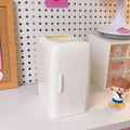 Creative refrigerator shaped pen holder in white, light blue, and pink, made of PP plastic, 10.7x9.8x7.5cm large capacity