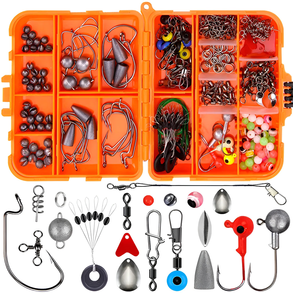Weihe 257 pieces lure fishhook accessories suit in ABS tackle box for fishing