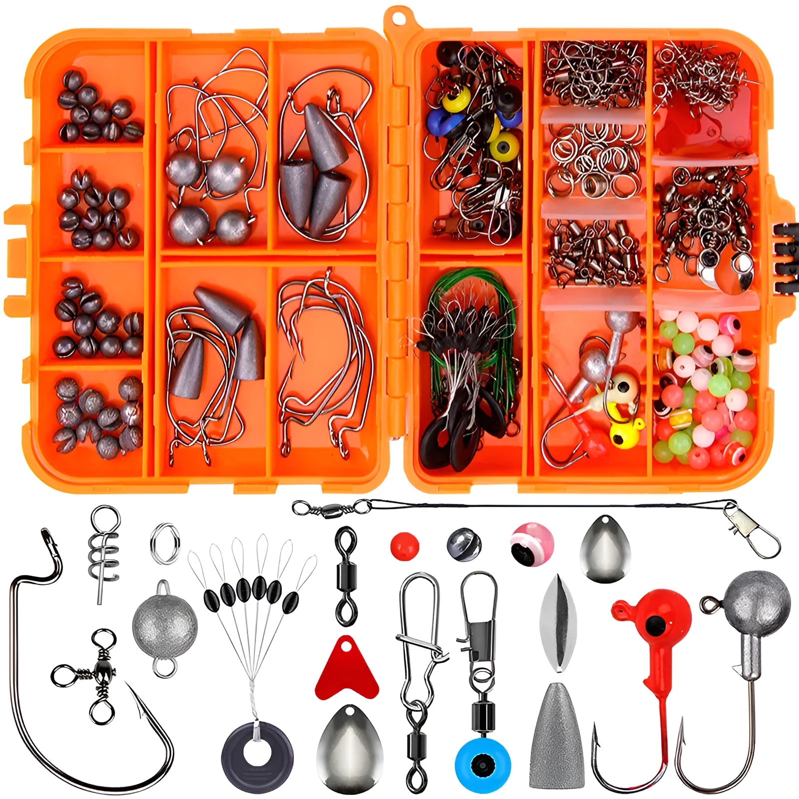 Weihe 257 pieces lure fishhook accessories suit in ABS tackle box for fishing