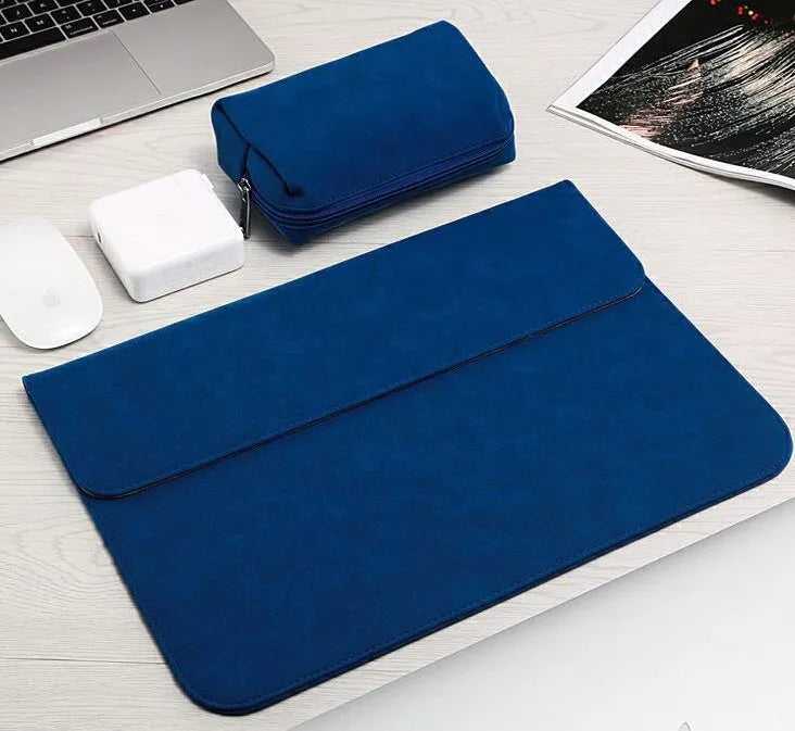Frosted laptop sleeve bag for MacBook Air 11 inch in blue with abrasive material
