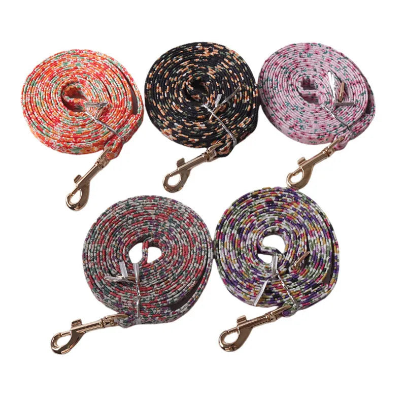 Floral series dog harness and leash set in cloth material with multiple colour options