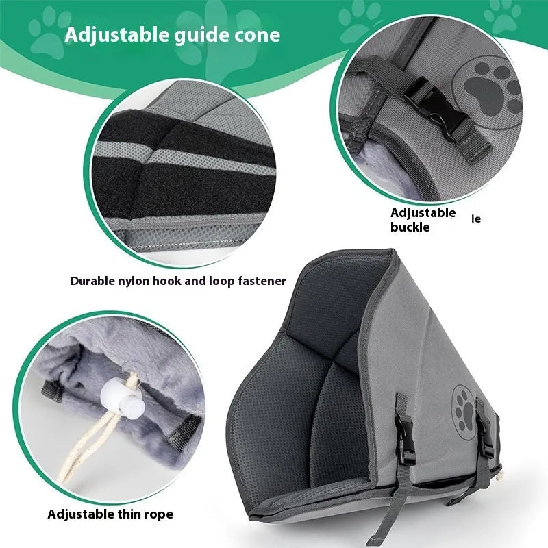 Adjustable polyester pet sterilization collar shown in a casual style, available in three sizes.