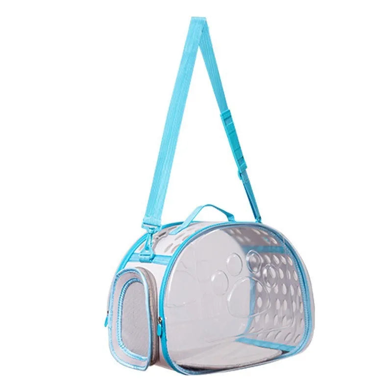 Large transparent cat carrier backpack in hard EVA material showing space capsule design
