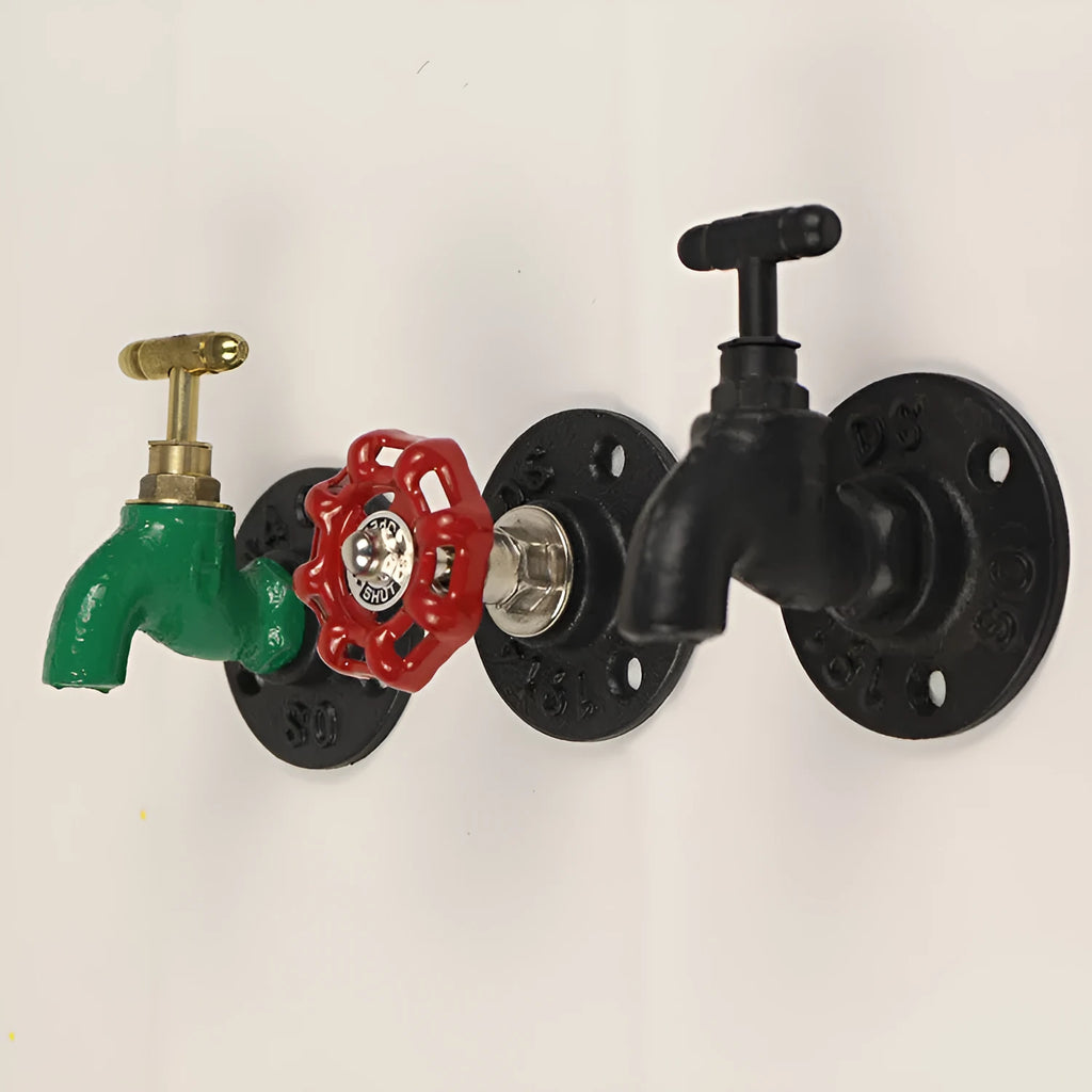 Water pipe style polished metal towel rack hook mounted on wall in black faucet colour option