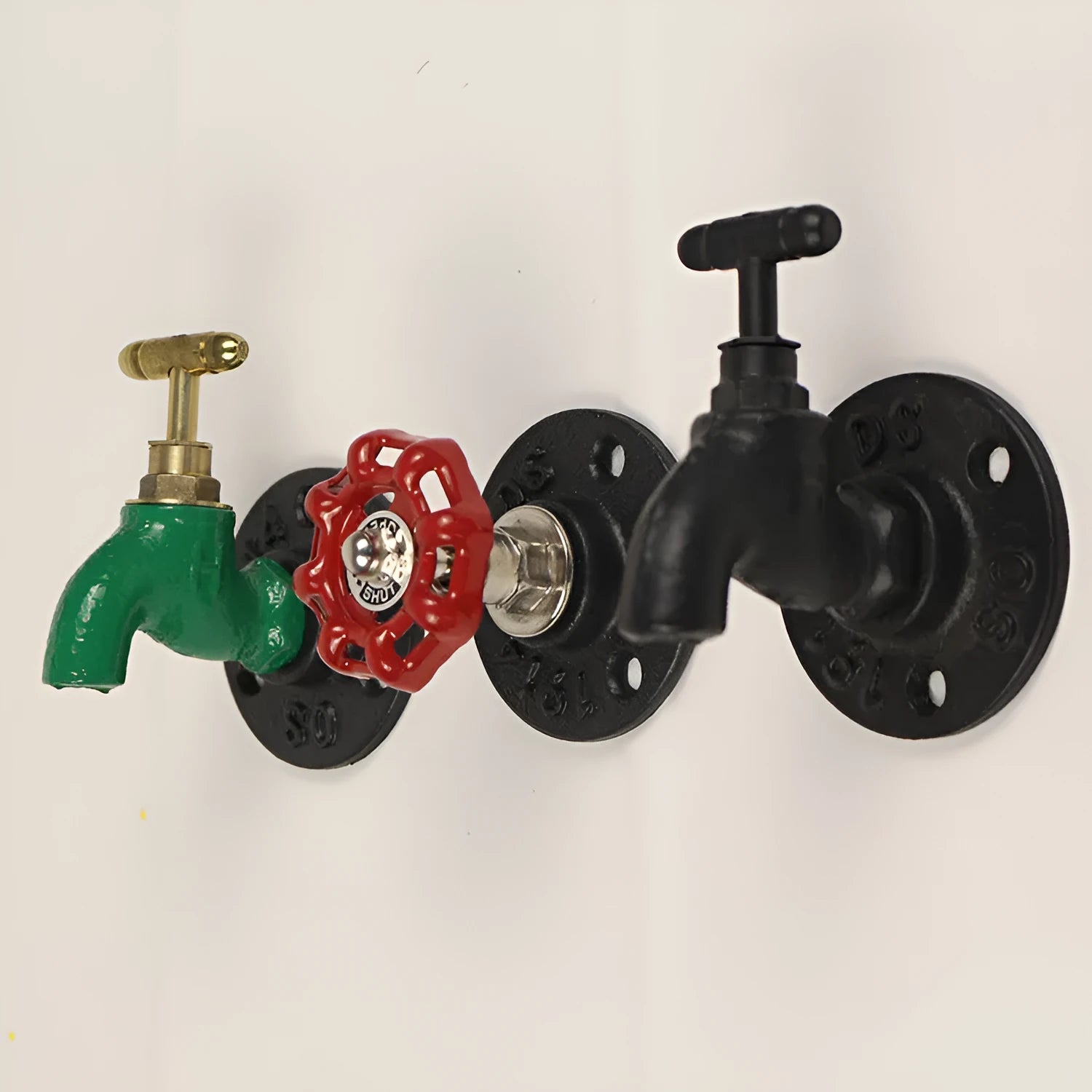 Water pipe style polished metal towel rack hook mounted on wall in black faucet colour option