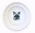 Ceramic cat bowl holder with raised rack in grey cat colour