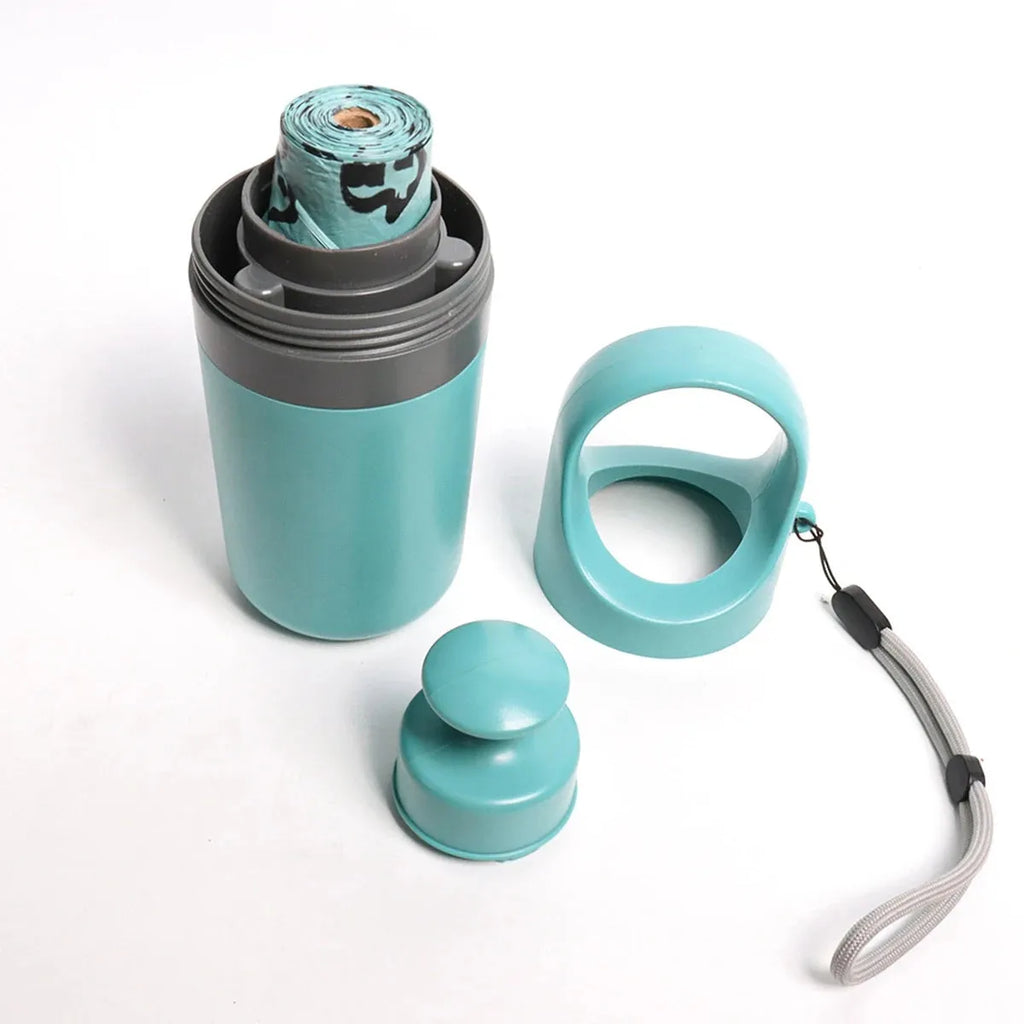 Blue ABS plastic pet pooper scooper with claw design and built-in bag dispenser