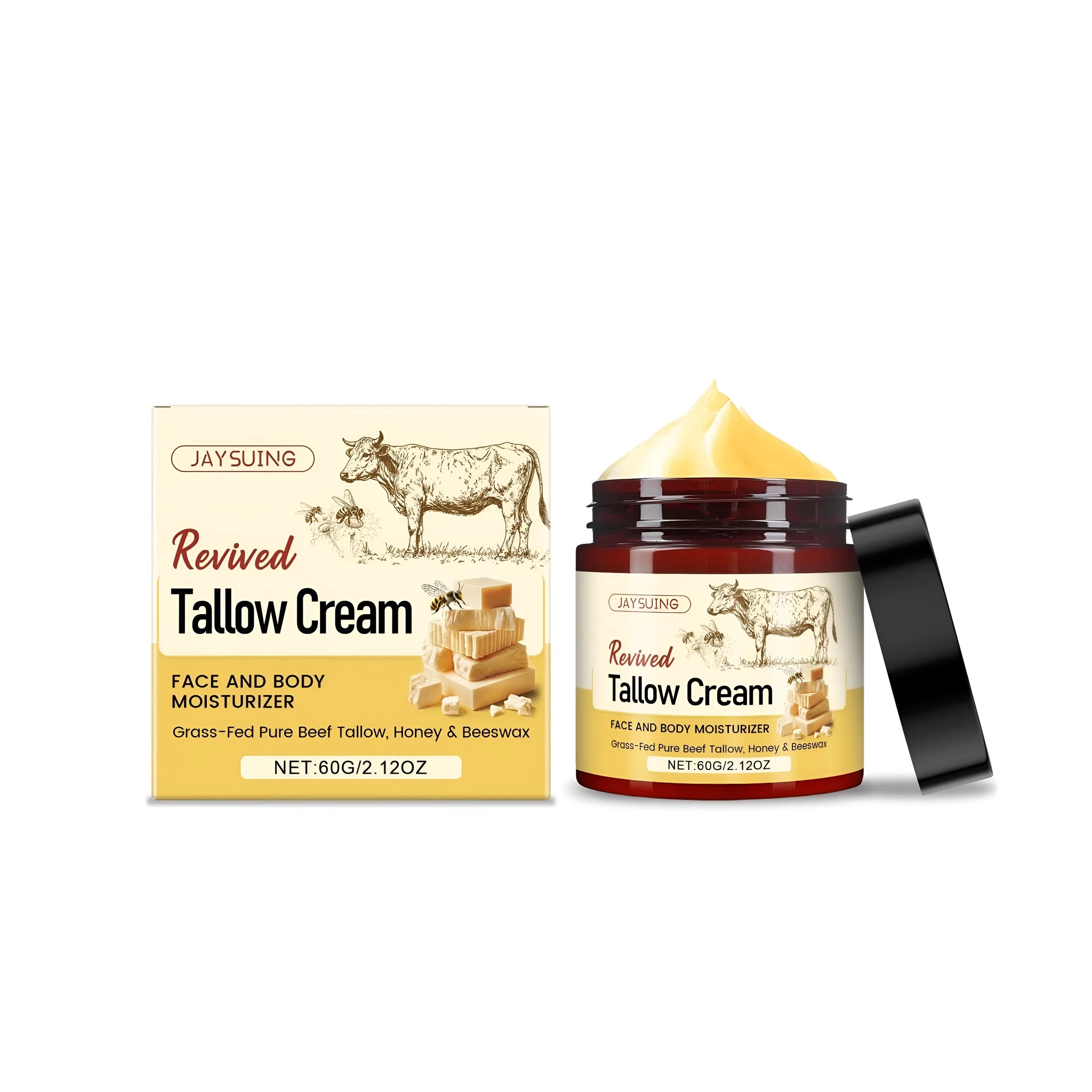 Revived Tallow Cream 60g moisturiser with beeswax, honey and olive oil