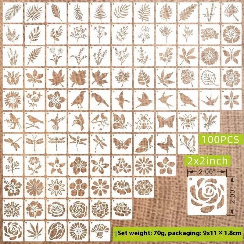 Milky white PET film spray painting templates showing flower, animal, and letter designs
