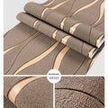 Curve stripe 3D background wallpaper roll in light grey and dark brown deerskin velvet finish.