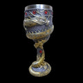 Stainless steel red wine glass with 3D Chinese dragon design in gold colour