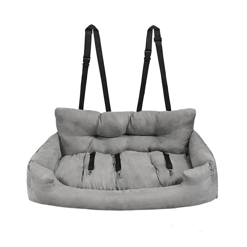 Gray cloth car dog rear trunk double seat pet cushion mat for vehicle interior protection