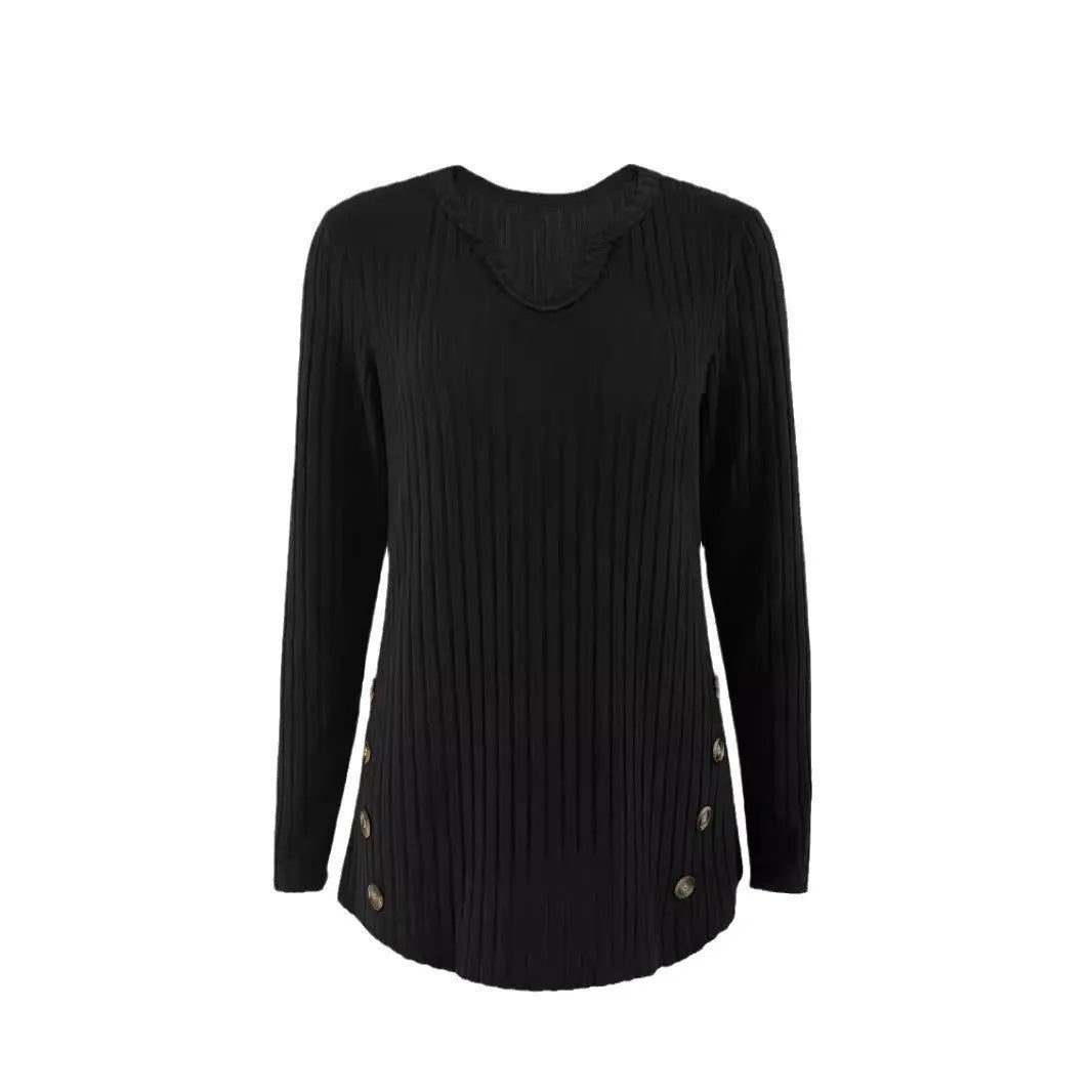 Men's casual knitted button sweater in solid colour with Japanese Korean styling