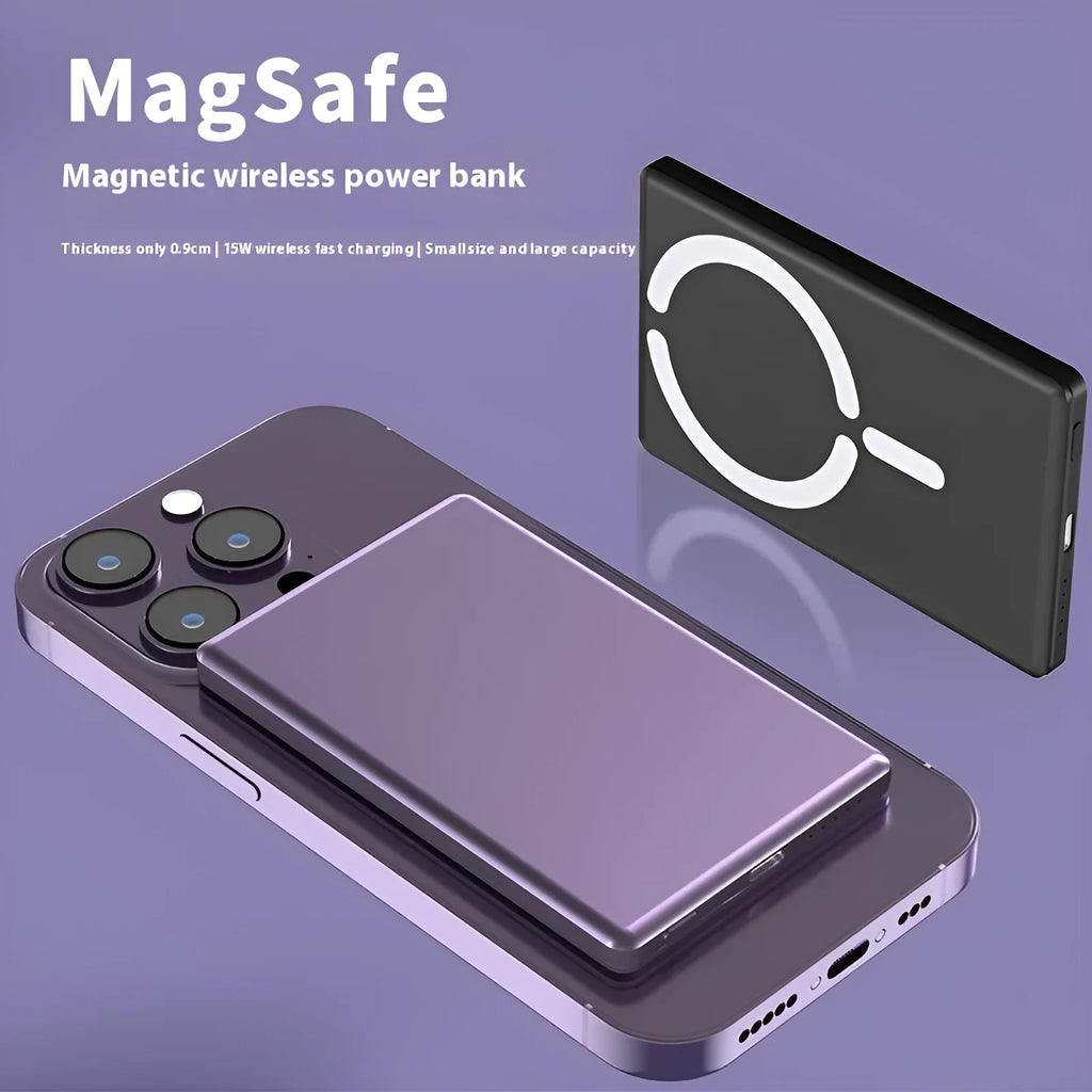 Ultra-thin 9mm magnetic power bank in alloy shell with colour options