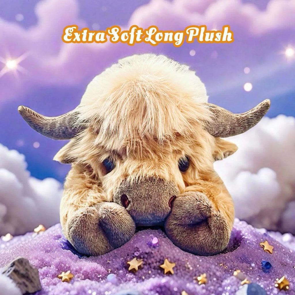 Creative cartoon Highland cow plush toy in 35cm short plush American style
