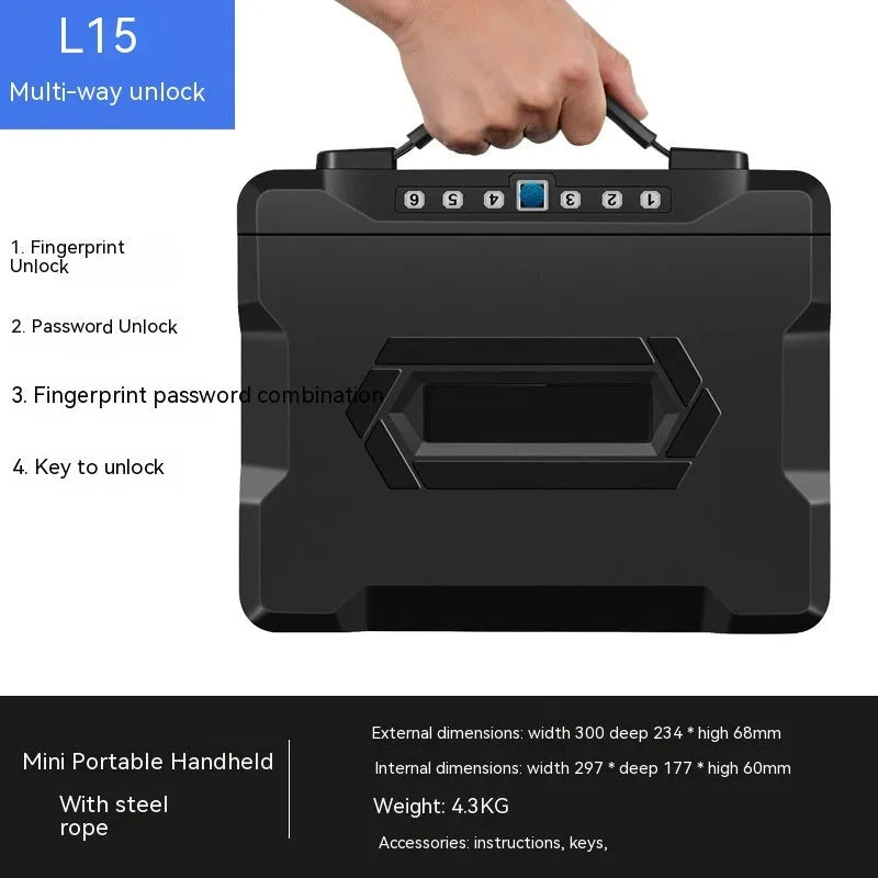 L12 portable mechanical combination safe with steel alloy casing and compact dimensions