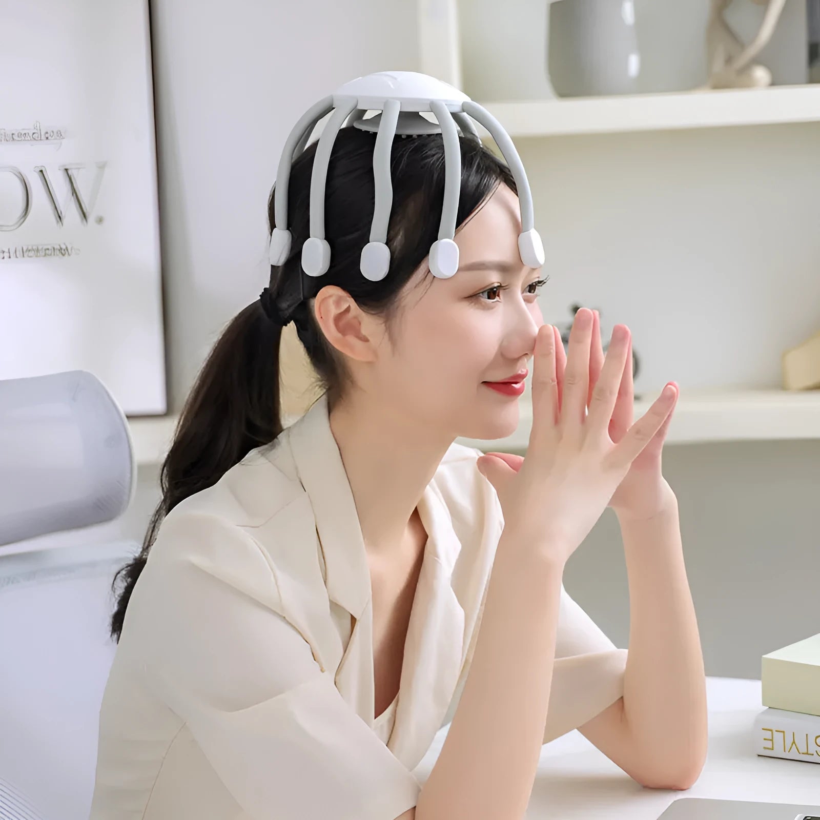 USB electric head massager with multiple massage claws in black colour