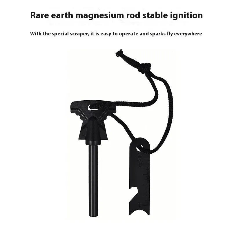 Stainless steel butterfly-shaped outdoor fire starter tool with integrated bottle opener and blade