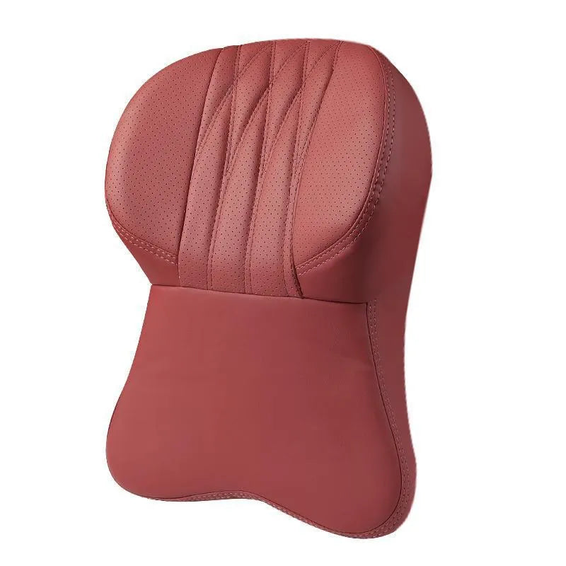 Four Seasons universal automotive headrest with embroidery leather cover in Classic Black colour