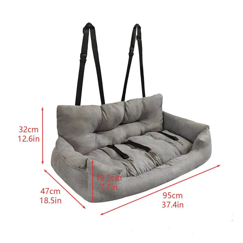 Gray cloth car dog rear trunk double seat pet cushion mat for vehicle interior protection