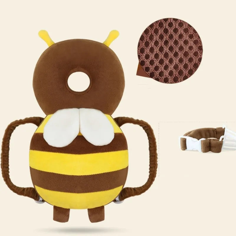 Infant baby anti-fall head protection pad in Little Bee 3D breathable large size on white background