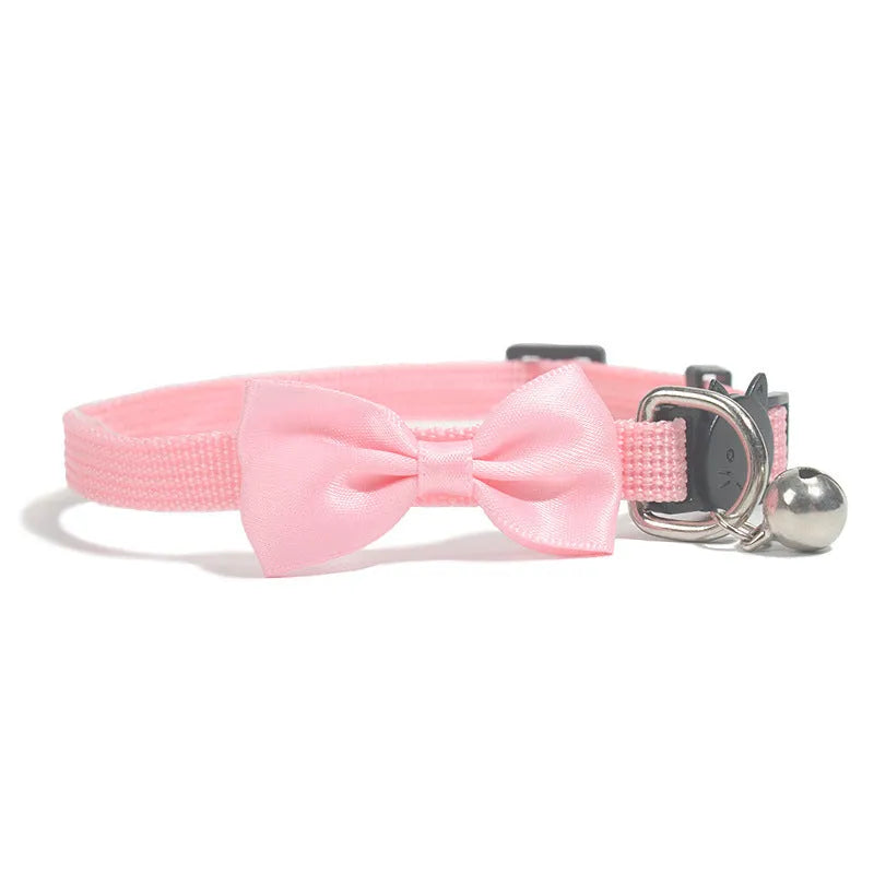Adjustable nylon cat collar with bell in striped pattern showing multiple colour options