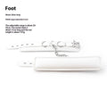 White PU sponge bondage restraint set showing handcuffs, foot cuffs, and a neck cuff.