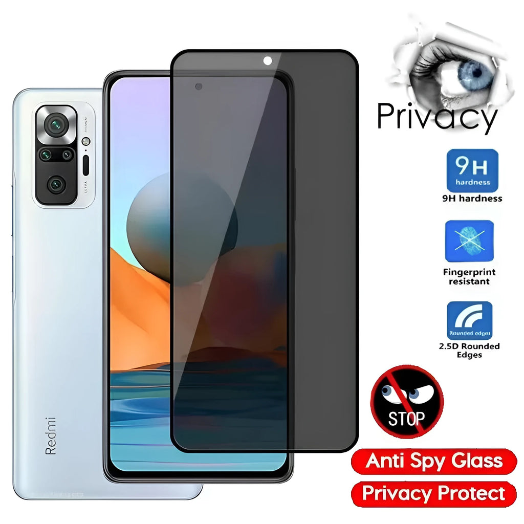 Anti-spy privacy screen protector for Poco and Redmi mobile phones in minimalist design