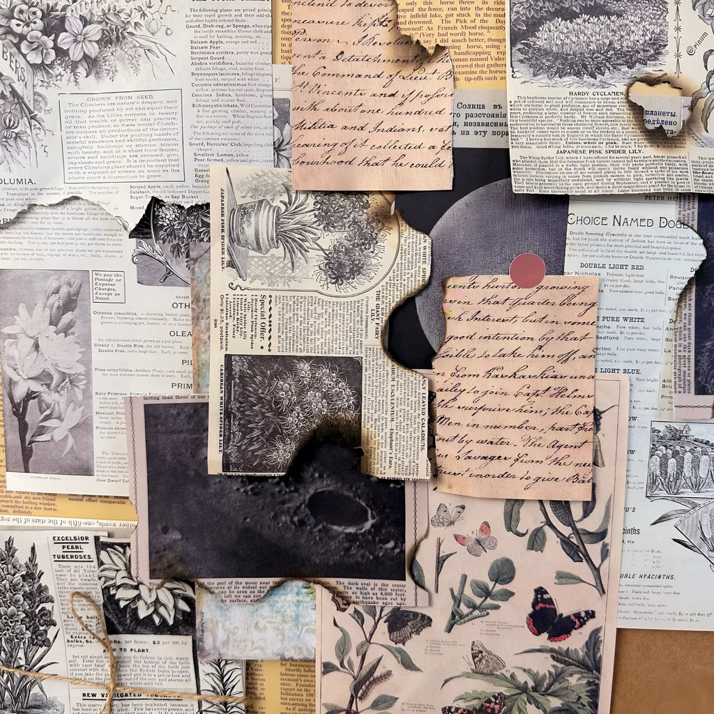 30-piece decorative paper set with retro botanical floral celestial designs for scrapbooking