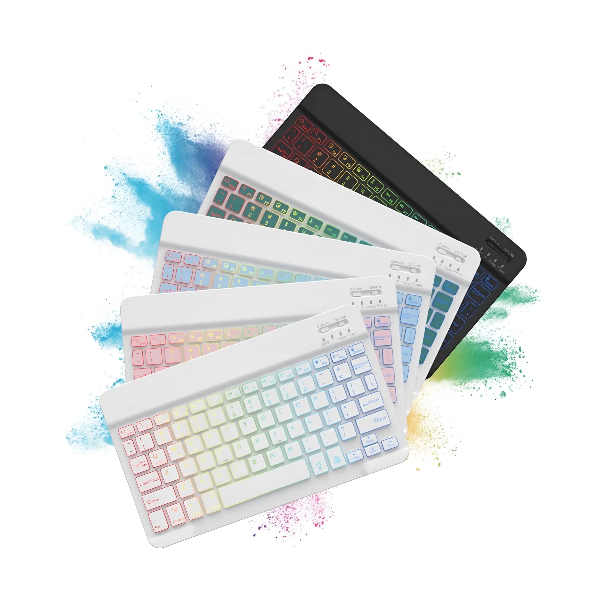 10-inch colourful backlit Bluetooth wireless keyboard for tablets in various colour options