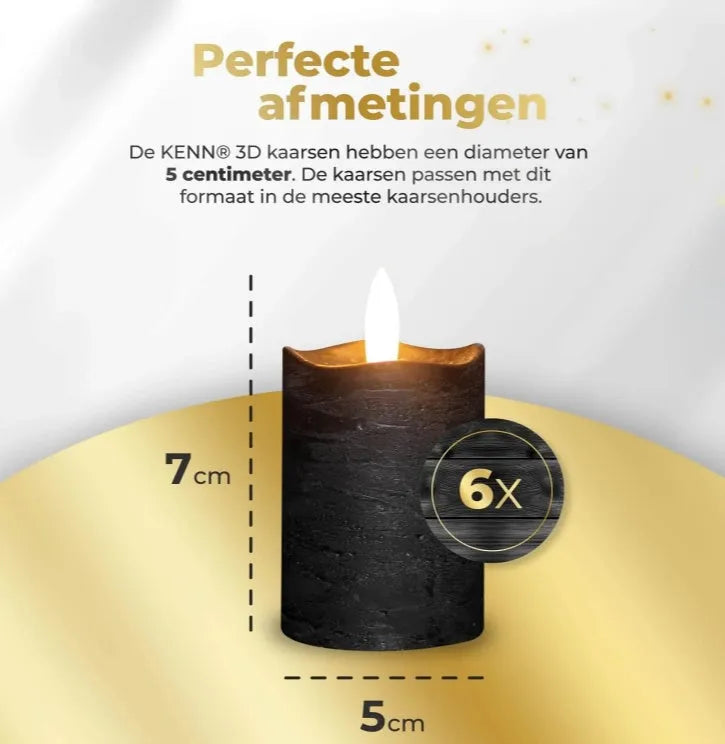 Four black cylindrical LED pillar candles with a soft glowing flame effect on a dark surface.