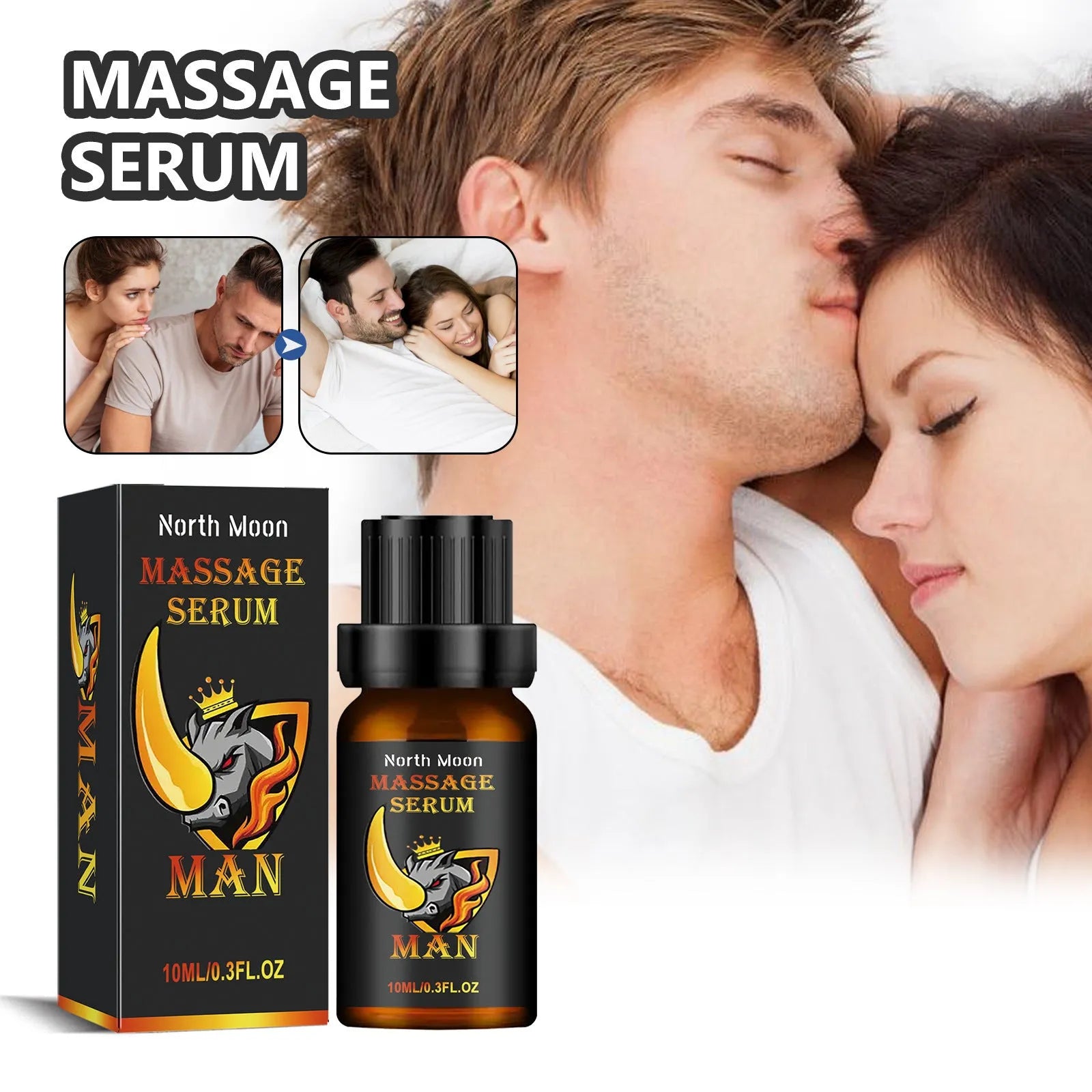 Men's body care essential oil 10ml bottle with mineral oil, jojoba, vitamin E, cocoa butter and ginger root