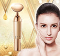 Gold ABS electric facial massager 142x36mm high-frequency micro-vibration home beauty tool